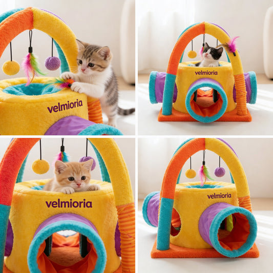 velmioria® Multi-Layer Snuffle Cat Mat – Interactive Foraging Puzzle Toy for Scent Training, Slow Feeding & Indoor Enrichment