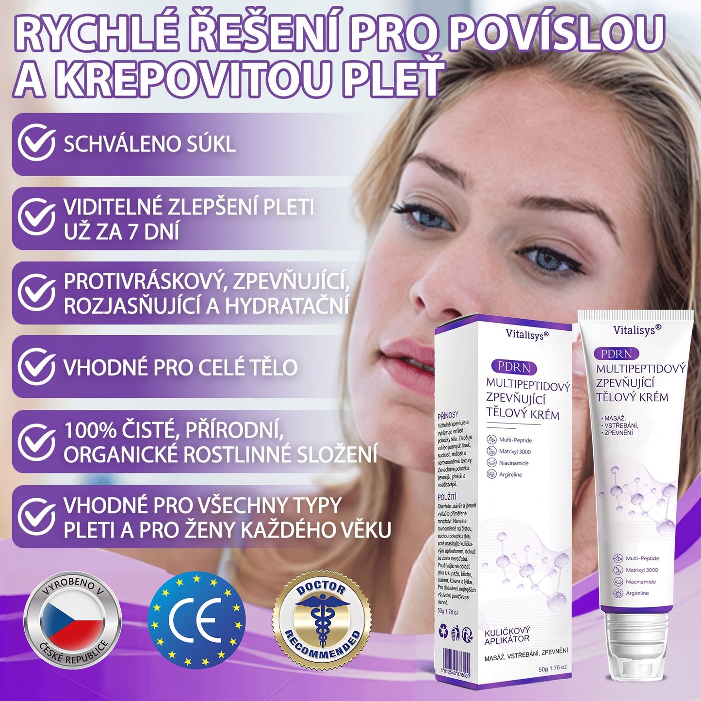 Doporučováno dermatology🥇 | 🍊Vitalisys® PDRN Multi-Peptidový masážní tělový krém – Proti stárnutí, hydratační, zpevňující, regenerační, sjednocující, proti akné a skvrnám, na odstraňování bradavic a mateřských znamének, pro úlevu při lupénce.❤️