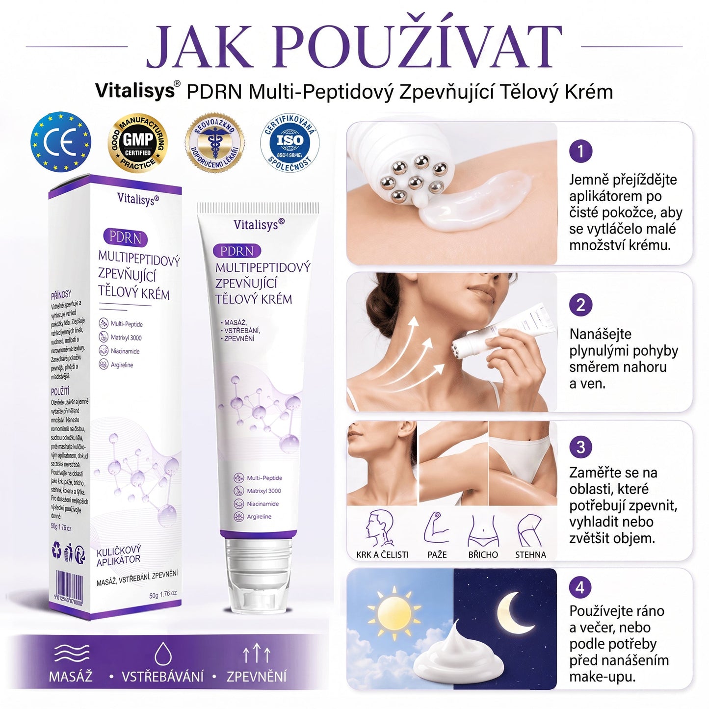 Doporučováno dermatology🥇 | 🍊Vitalisys® PDRN Multi-Peptidový masážní tělový krém – Proti stárnutí, hydratační, zpevňující, regenerační, sjednocující, proti akné a skvrnám, na odstraňování bradavic a mateřských znamének, pro úlevu při lupénce.❤️