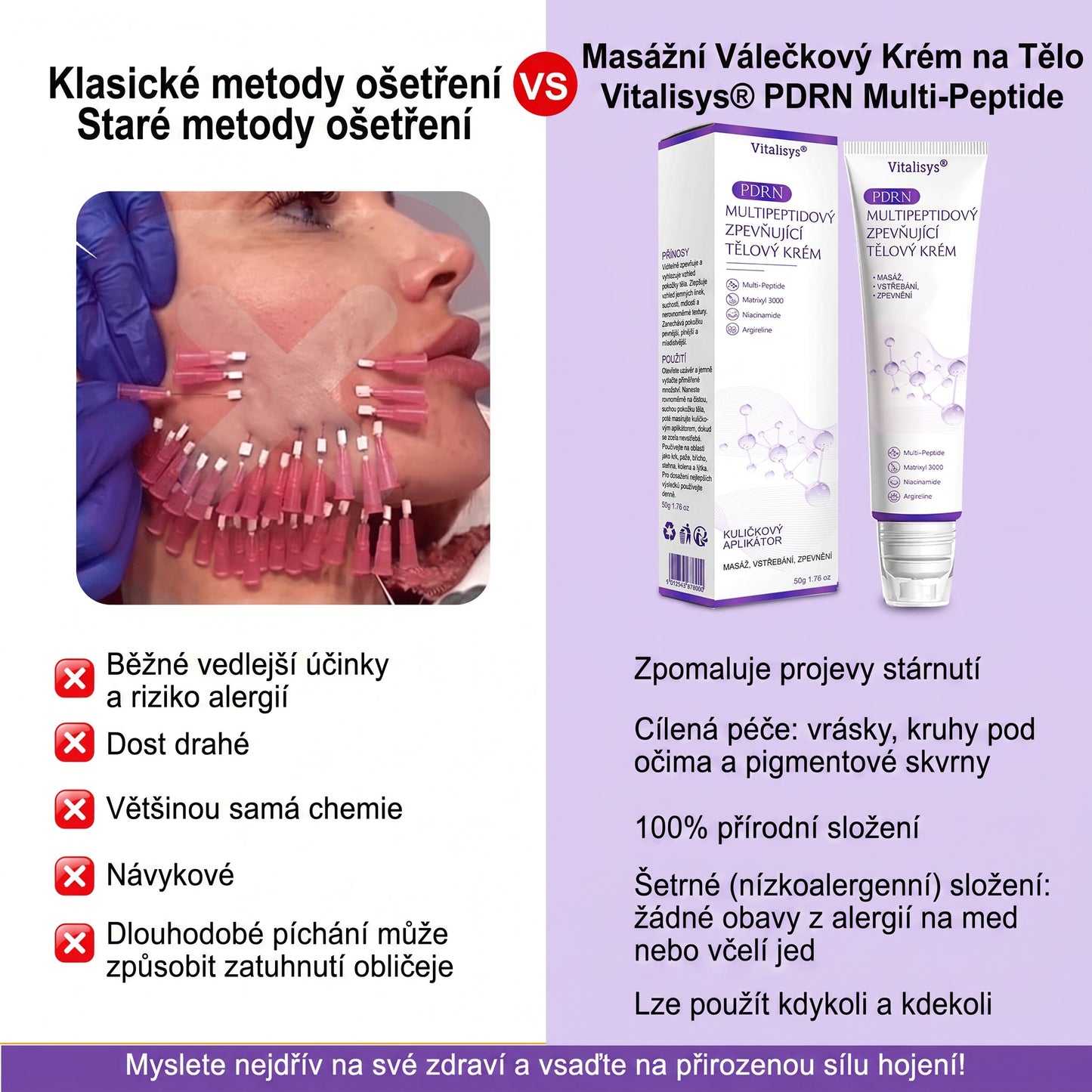 Doporučováno dermatology🥇 | 🍊Vitalisys® PDRN Multi-Peptidový masážní tělový krém – Proti stárnutí, hydratační, zpevňující, regenerační, sjednocující, proti akné a skvrnám, na odstraňování bradavic a mateřských znamének, pro úlevu při lupénce.❤️