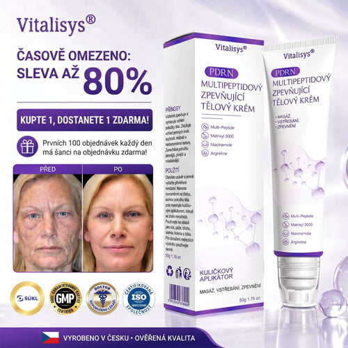 Doporučováno dermatology🥇 | 🍊Vitalisys® PDRN Multi-Peptidový masážní tělový krém – Proti stárnutí, hydratační, zpevňující, regenerační, sjednocující, proti akné a skvrnám, na odstraňování bradavic a mateřských znamének, pro úlevu při lupénce.❤️