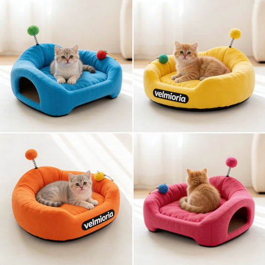 velmioria® Interactive Intelligence Cat Toy Mat – Multi-Functional Puzzle Play Cushion for Mental Stimulation, Paw Training & Indoor Enrichment